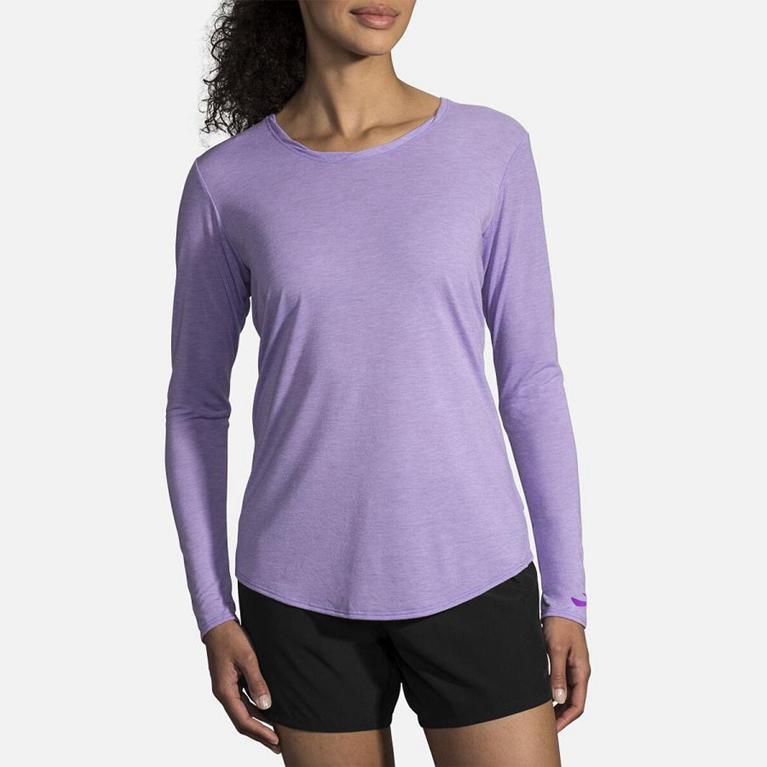 Brooks Distance Women's Long Sleeve Running Shirt - Purple (91785-UBZX)